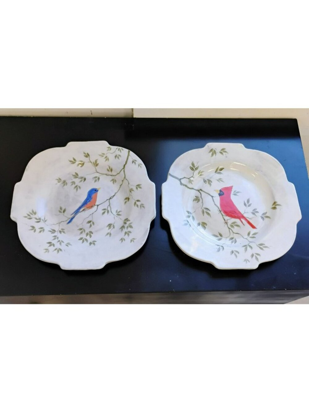 Vintage Charlotte Fenberg Humble Mill Seagrove NC Pottery Bird Plates, Handmade